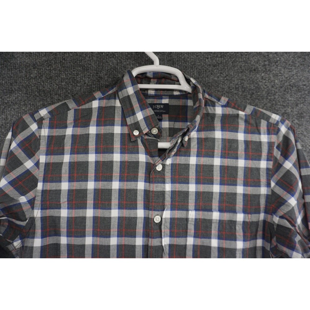 J Crew Shirt Mens Small Gray Plaid Button Down Heathered Cotton Long Sleeve